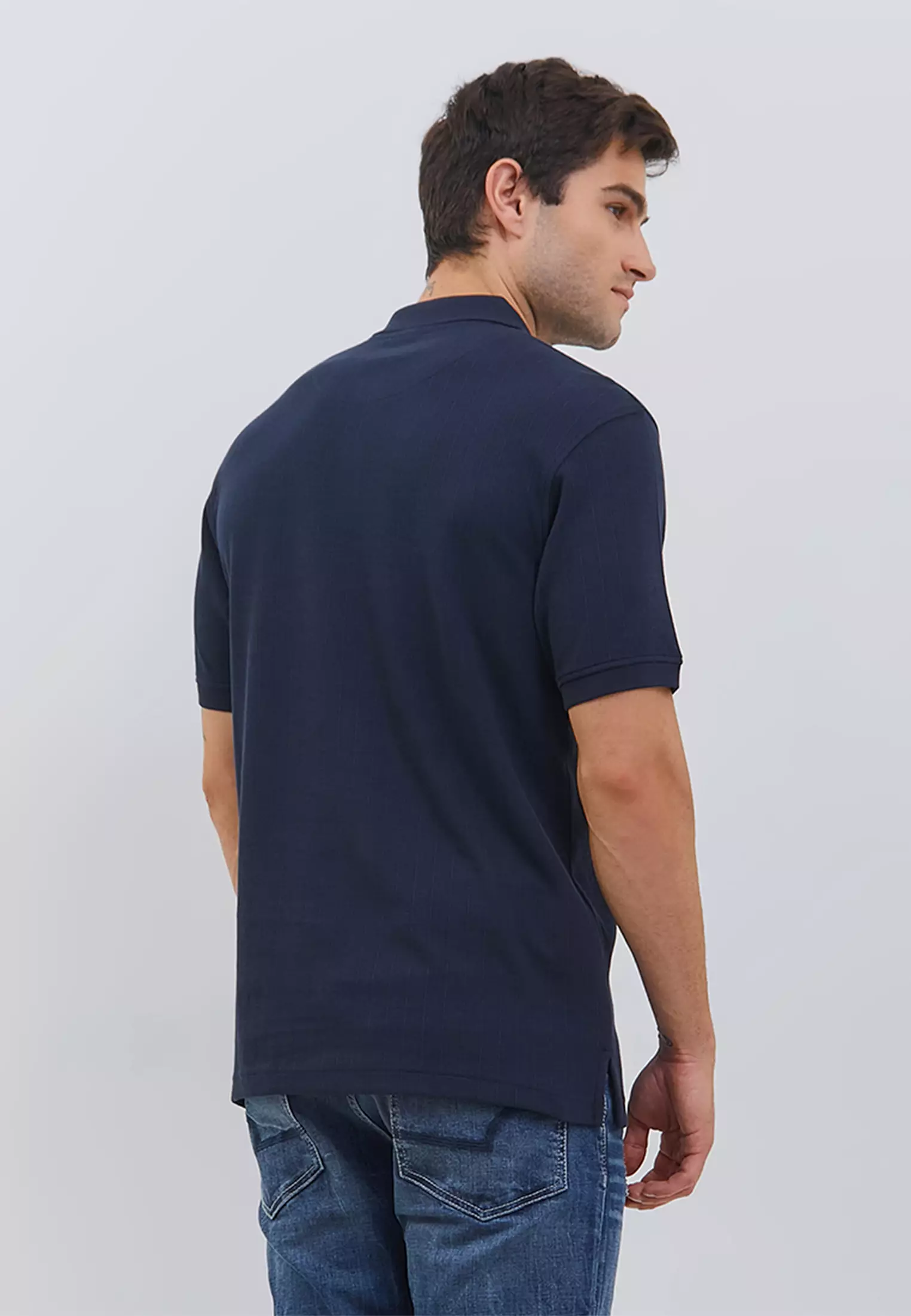 [NEW] Osella Dean Regular Striped Textured Polo Shirt in Black | Kaos Lengan Pendek Pria