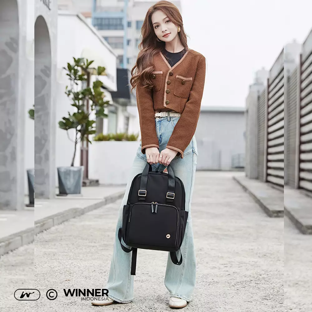 WINNER Tas Ransel Laptop 15,6 inch Oxford Anti-Air Backpack Korean Style (T14-018-6130) - Warna Hitam 15,6 inch