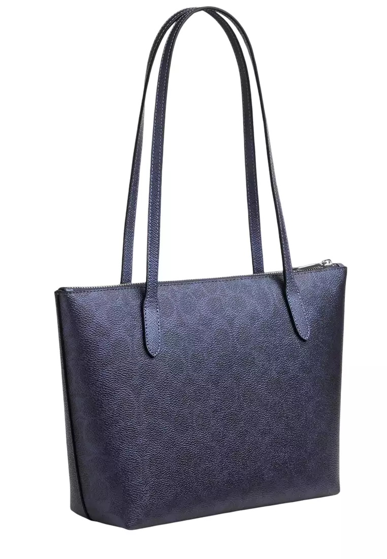Fiona Zip Tote Bag In Signature Canvas - Blue/ Navy CW396