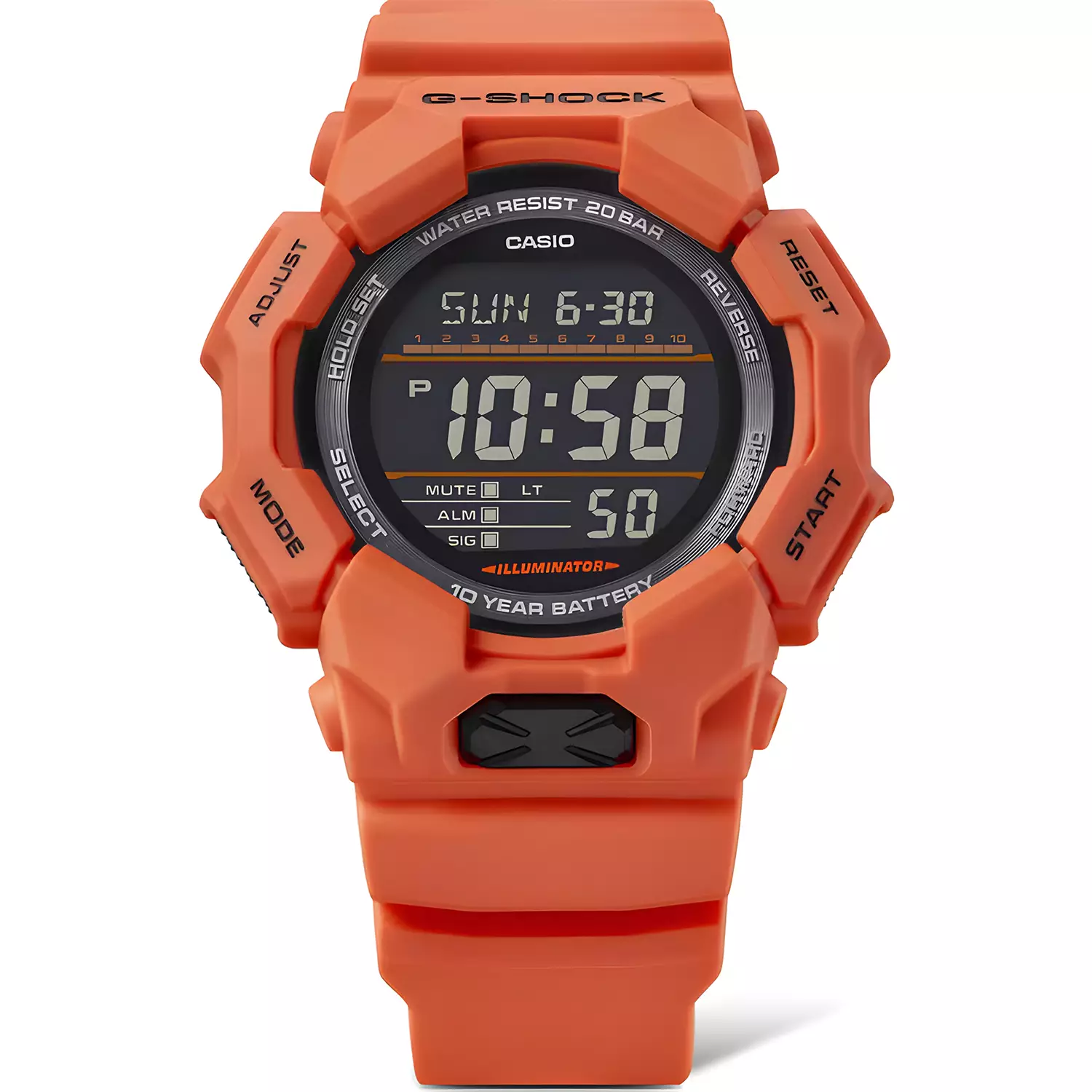 Casio G-shock GD-010-4D - Jam Tangan Digital Pria - Black Dial - Orange Resin Band