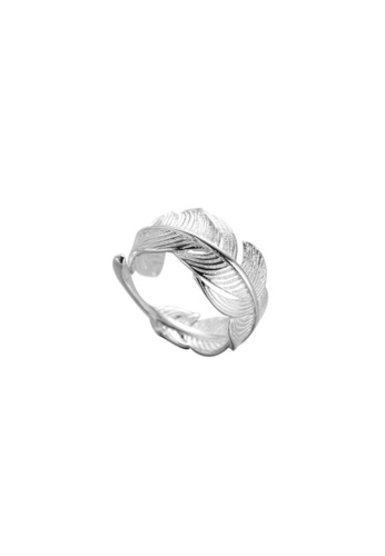 ZITIQUE silver Women's Feather Open Ring - Silver 79A4FAC20D040BGS_1