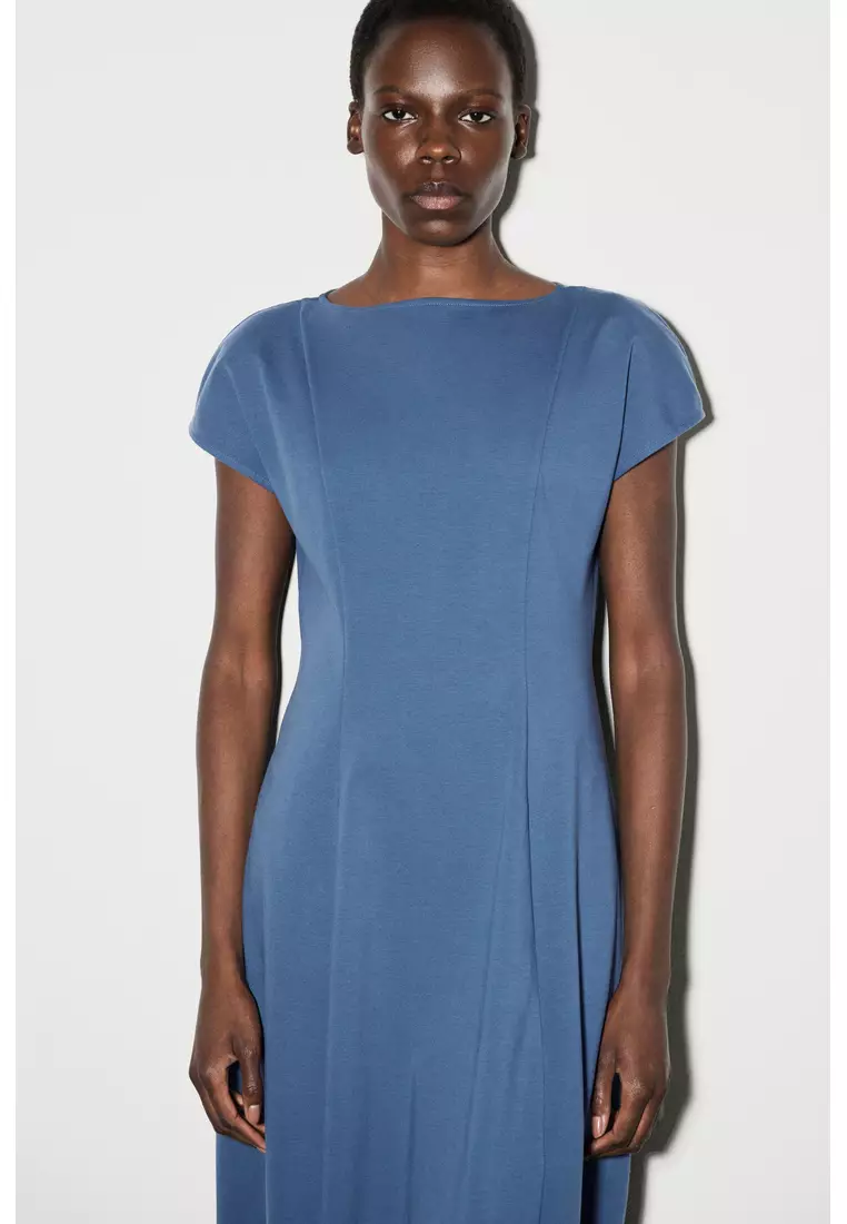 SCULPTURAL JERSEY MIDI DRESS
