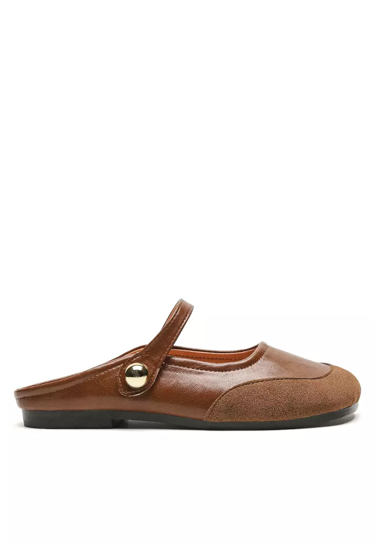 Vintage Buckle Strap Flat Mules WW993-3