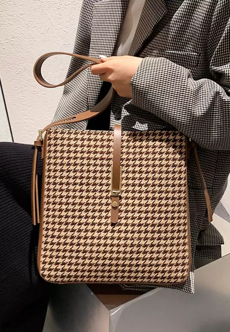 Knott Houndstooth Medium Satchel