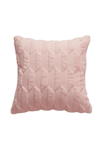 DILAS HOME pink Geometric Embossed Plush Cushion Cover (Pink) 61902HLDF4CDEEGS_1