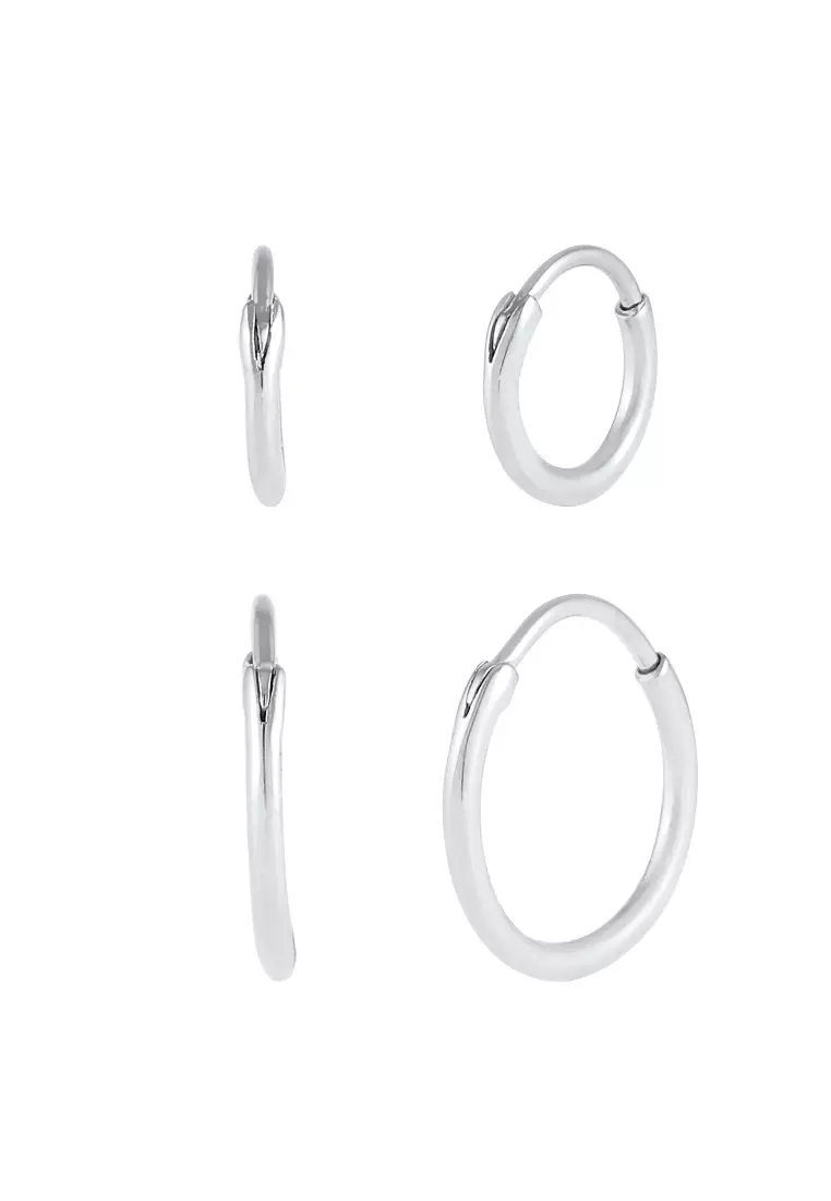 EXCLUSIVE Anting Perhiasan Perak 925 Pria Hoop Set Duo