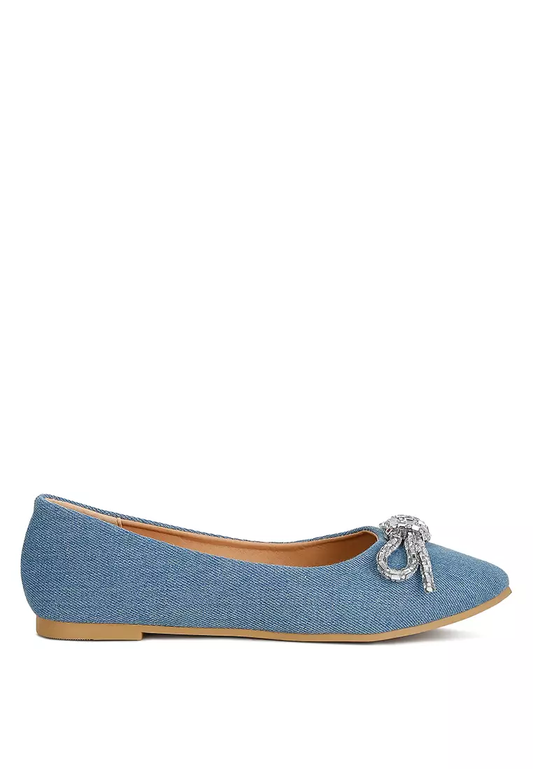 Discount on London Rag  shoes - SKU: Light Blue Bow Detail Ballet Flats