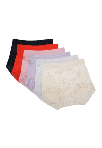 Kiss & Tell multi 6 Pack Sienna High Waisted Cotton with Lace Panties Bundle B 4D1A5US7DDE546GS_1