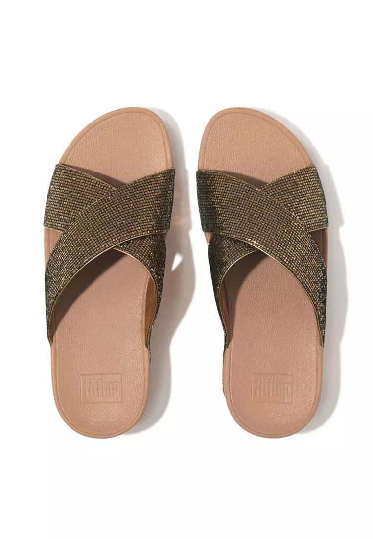 Buy FitFlop LULU Women's Glitterball Cross Slides - Old Gold (IG1