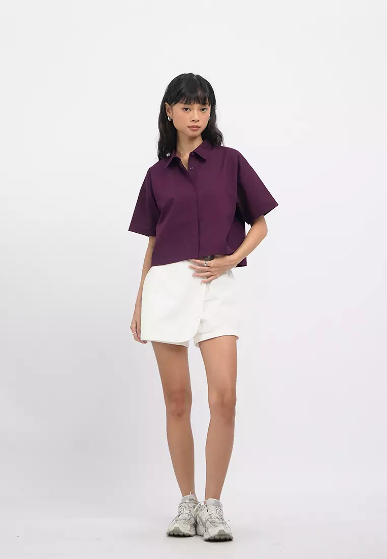 Oversized Crop Short Sleeve Shirt