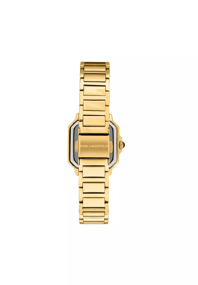 【2 Years Warranty】KARL LAGERFELD 33mm Women's Gold Square Quartz Watch R0553102501