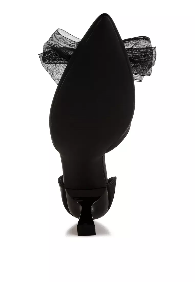 Sandal Satin Detail Pita Warna Hitam