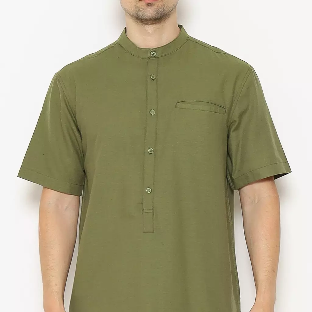 AMK Kemeja Koko Pria Kurta Lengan Pendek KK JAIMAL S/S Olive
