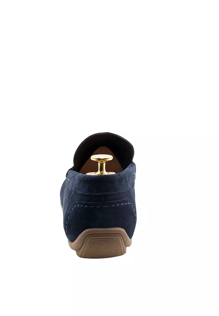 Gregores Navy Suede Penny Moccasins
