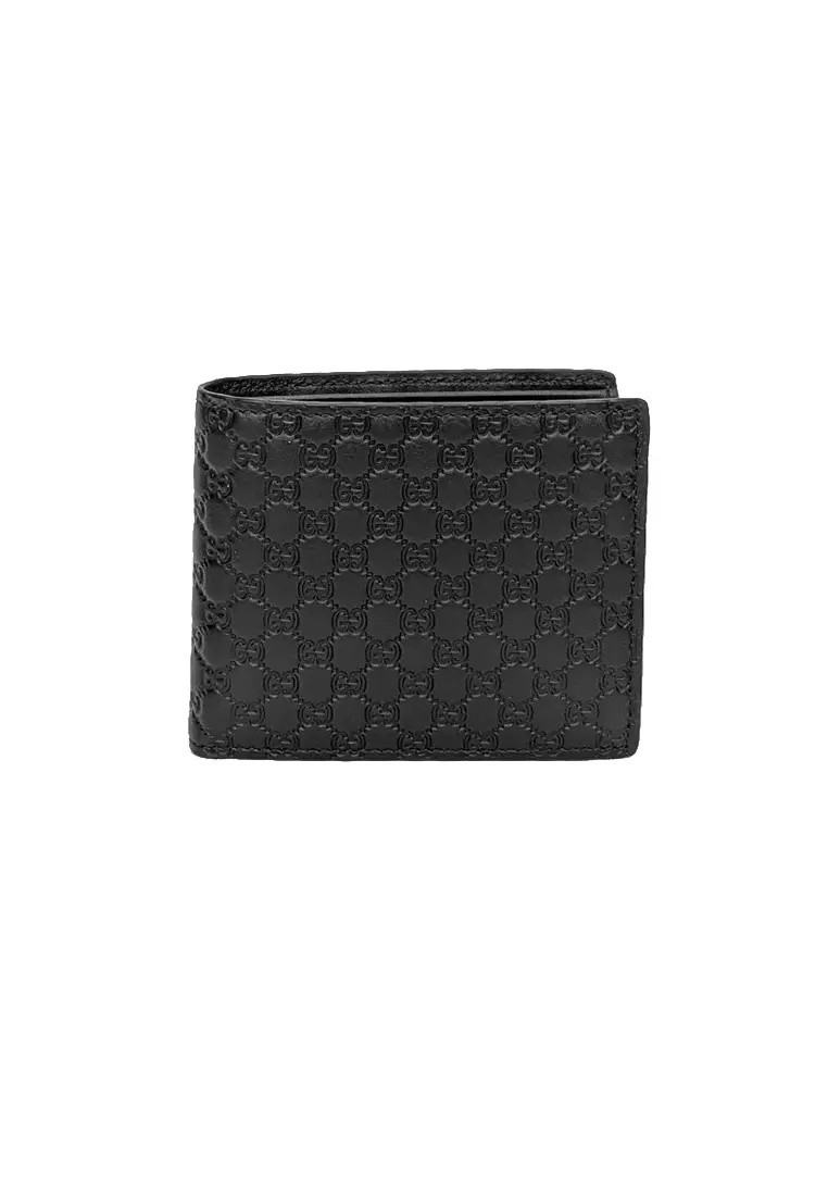 GUCCI Men's Microguccissima GG Logo Leather Coin Wallet Black