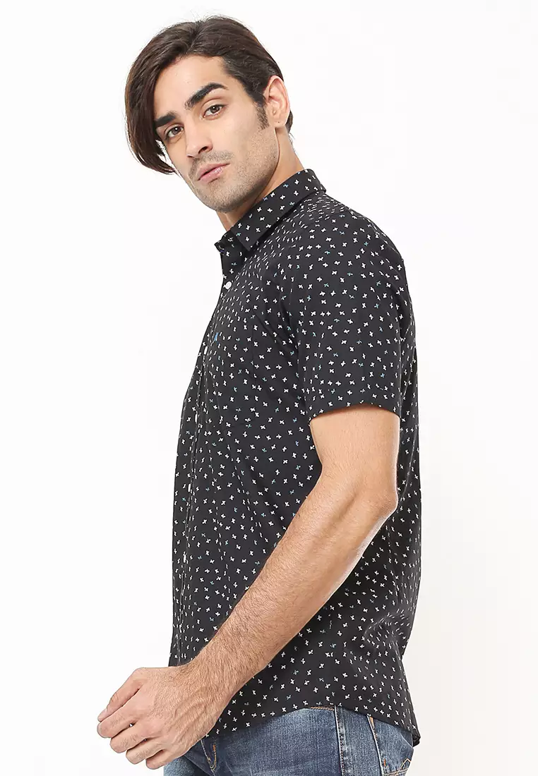 Johnwin - Kemeja Formal - Kemeja Pria - Full Motif - Hitam - Slim Fit - FSH.650.K383.701.C-S/S