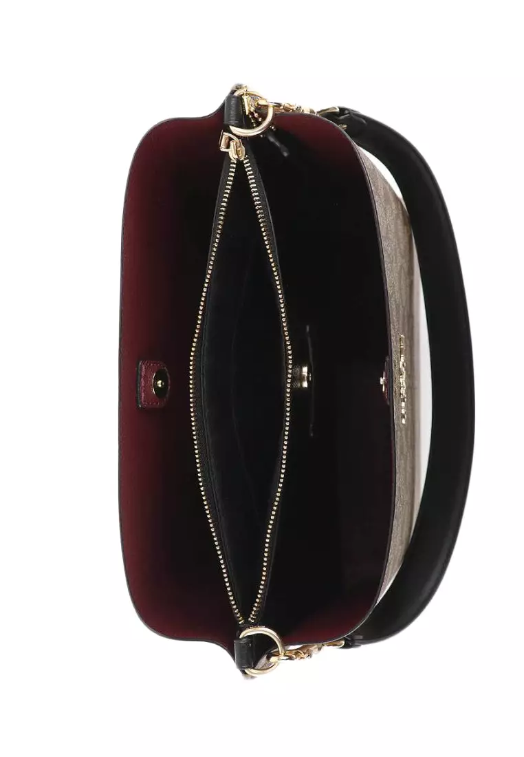 Mollie Bucket Bag In Signature Canvas - Brown/Black