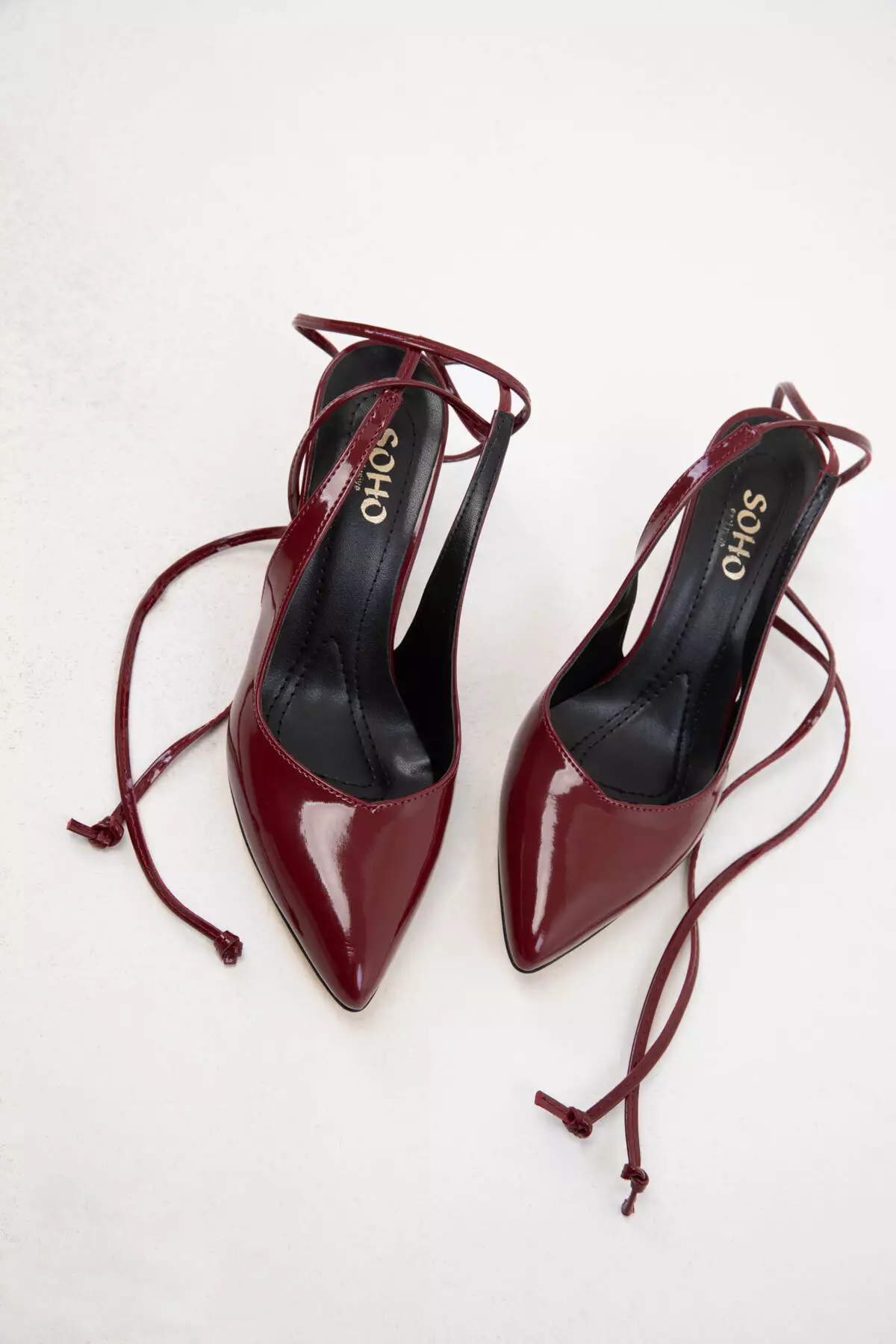 Claret Red Patent Leather Women's Classic Heeled Shoes 15776
