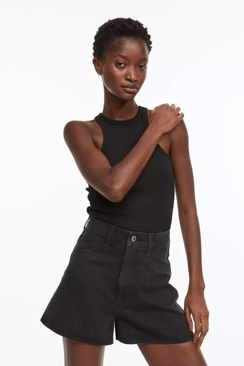 H&m black jean clearance shorts