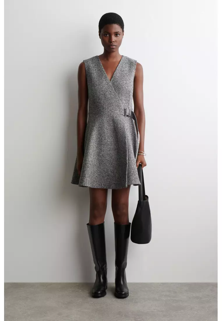 TWEED MINI WRAP DRESS