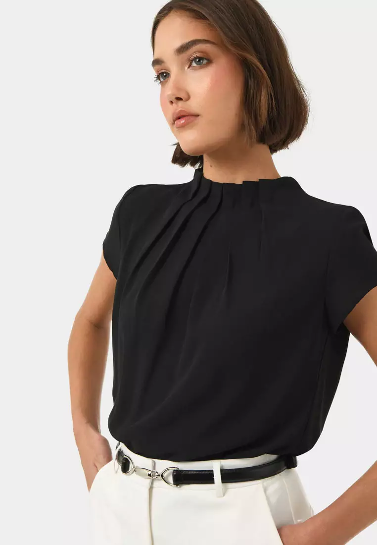 Olivia Pleated High Neck Top