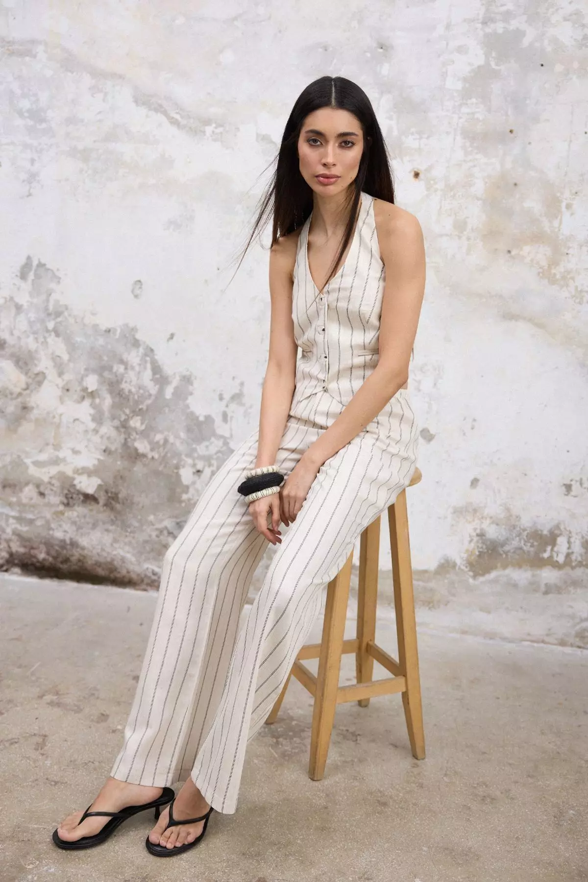 Buy Trendyol Striped Linen Look Halter Neck Vest and