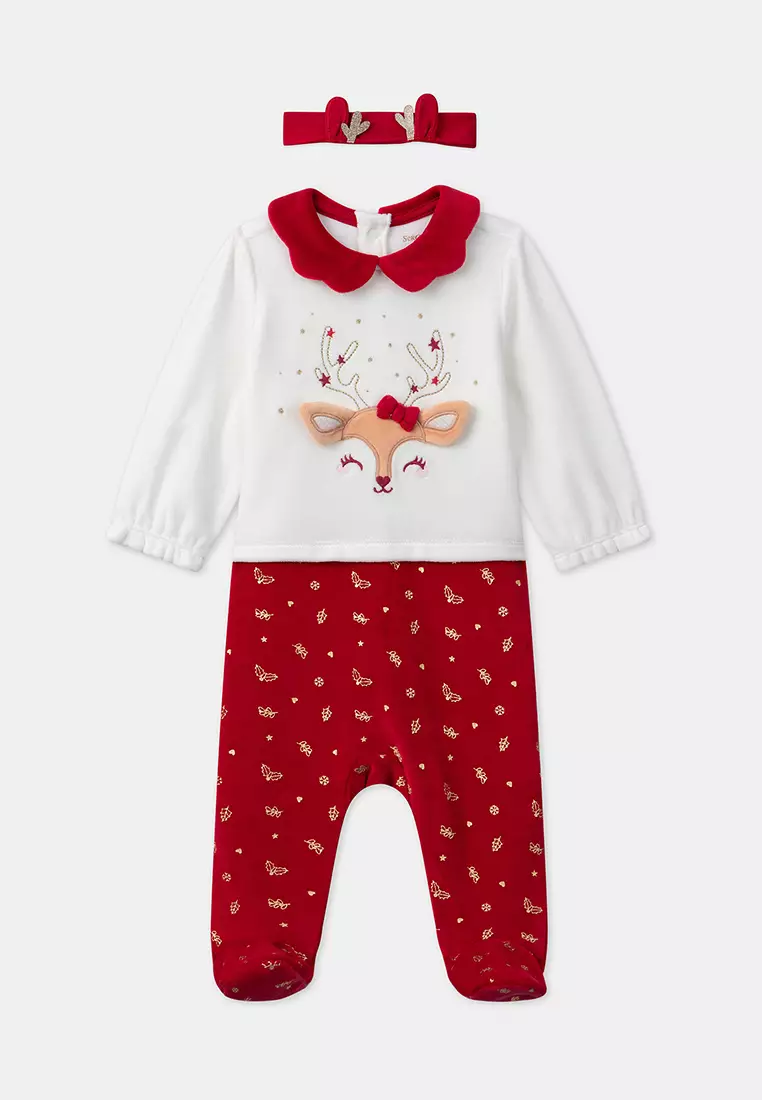 Velvet Romper Pyjamas with Headband