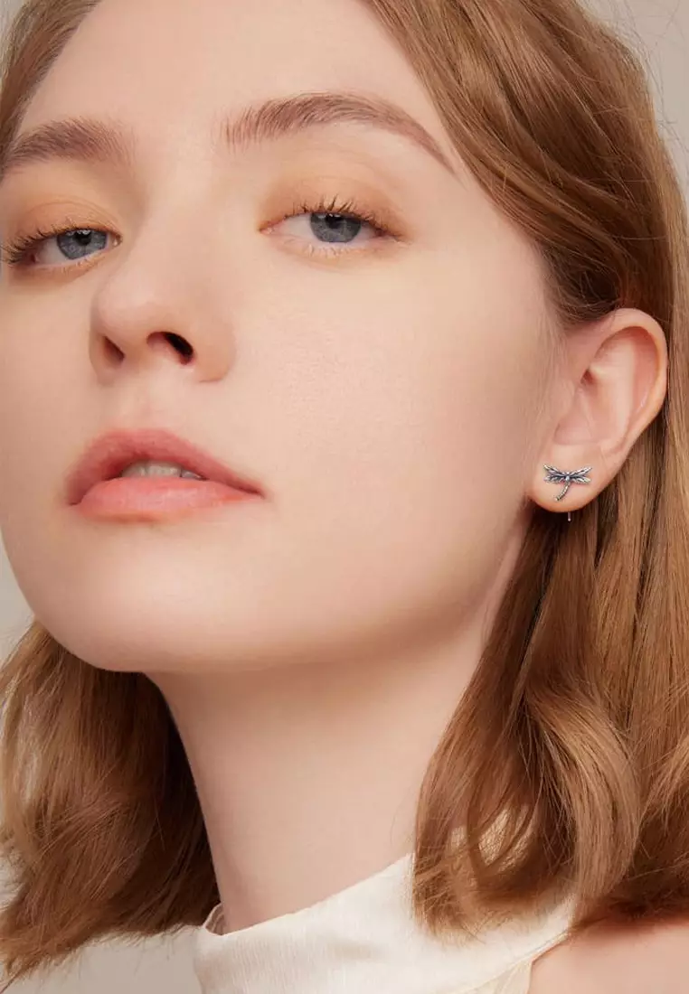 Solid Silver Olivia Dragonfly Stud Earrings