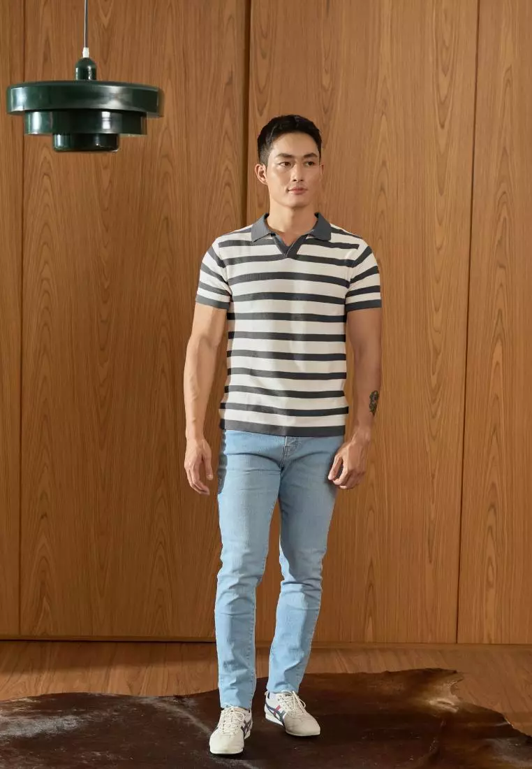 Kale Frans Dark Grey / Polo Shirt rajut premium berbahan dasar cotton wool