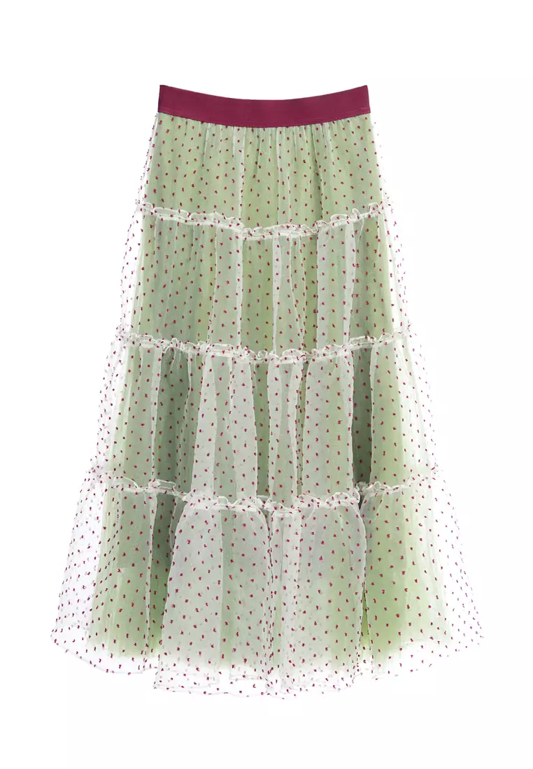 Mesh Paneled Tiered Mini Skirt main image 1