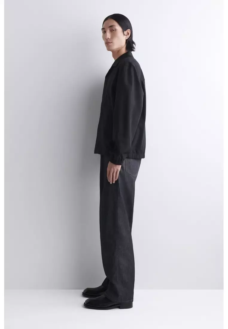 COLLARED INTERLOCK COTTON-JERSEY JACKET