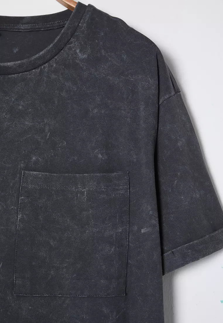 Crew Neck Washed Knit Plus Size T-Shirt Dress