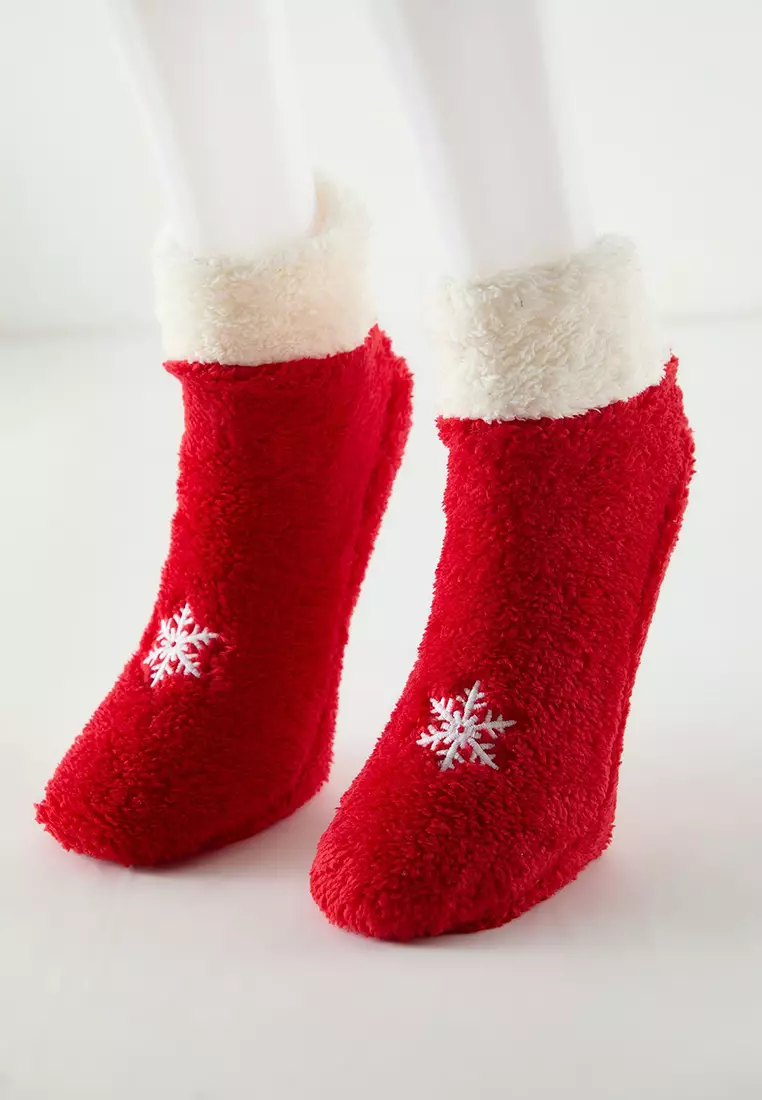 Navy Blue-Multi Colorful 2 Pack Winter Themed Embroidered Terry Knitted Socks THMAW25CO00003