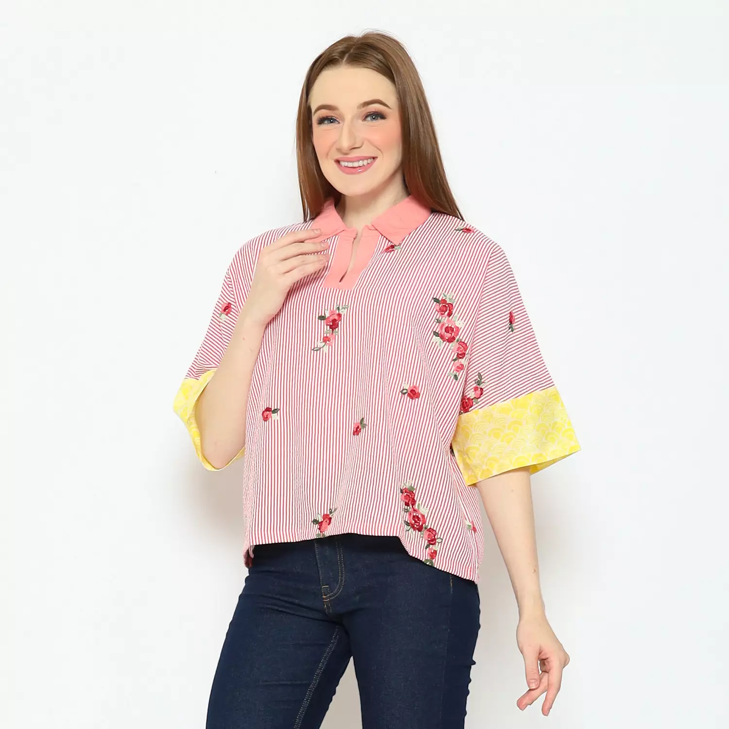 Blouse Batik Wanita - Bhatara Batik Solstice - Atasan Batik Modern Lengan Pendek