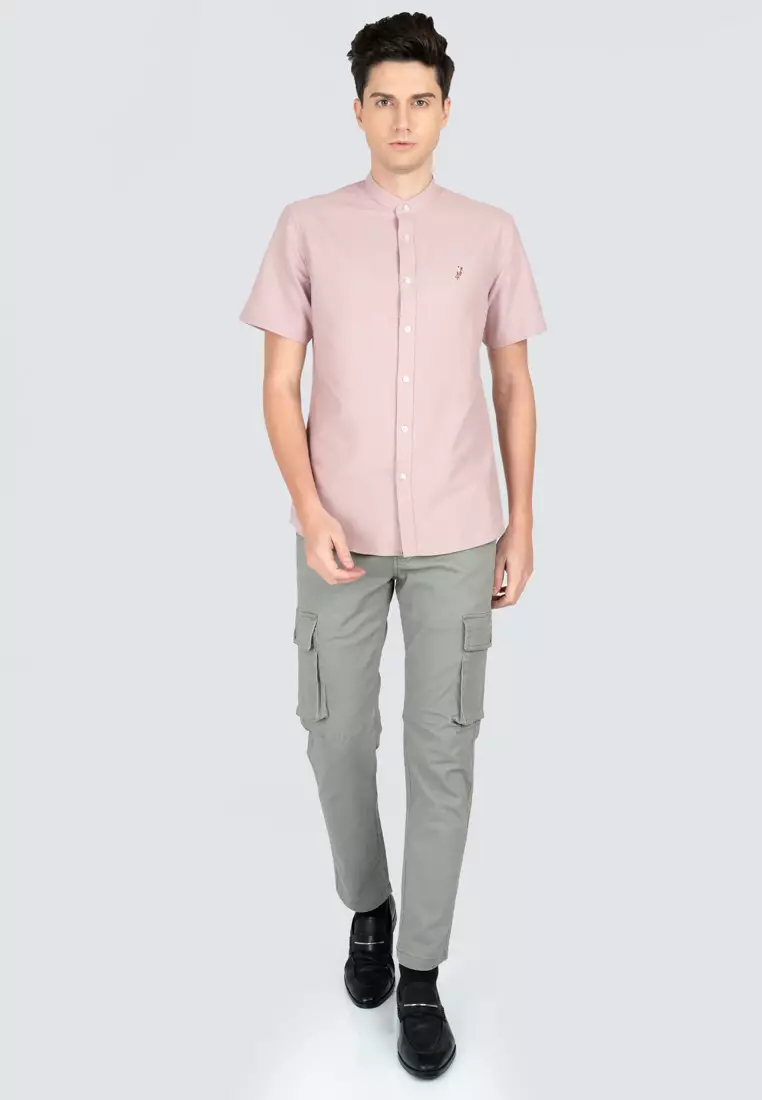 Polo Haus - Men’s Cotton Mix Signature Fit Mandarin Collar Short Sleeve MBSSE003