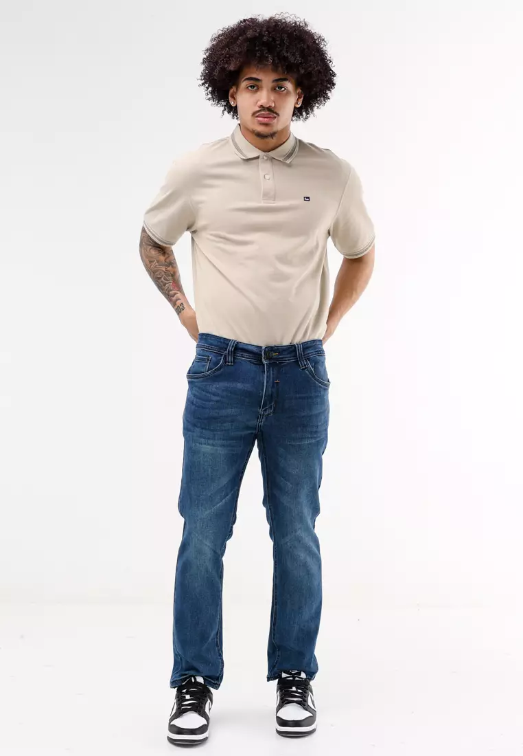 Denim Long Pants Slim Tapered Fit Stretch