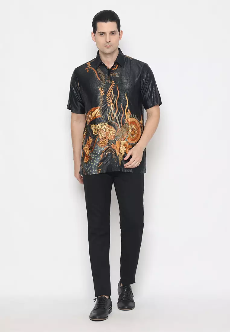 My Aksa Batik Pria Kemeja Pendek Furing Semi Sutera Omesh Ohana