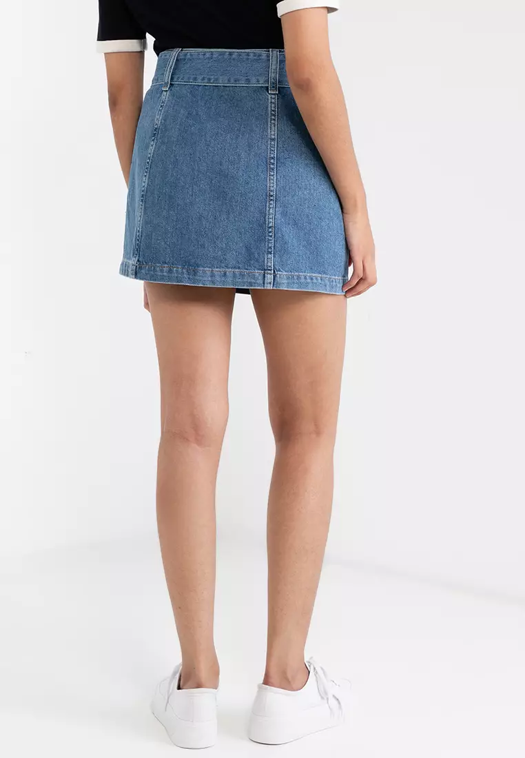 Buy Tommy Hilfiger Denim Belted Zip-Thru A-Line Mini Skirt
