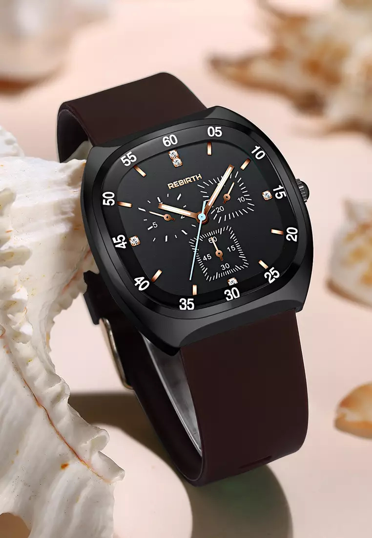 Jam Tangan Wanita Original Berlian Kasual Kuarsa Tali Silikon Anti Air Jam Tangan Cewek brown