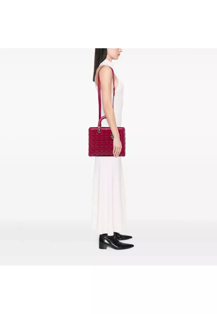 Pre-Loved Dior Large Lambskin Cannage Lady Dior
