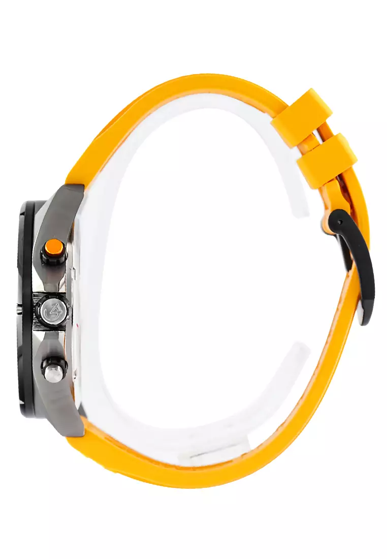 Alexandre Christie - Jam Tangan Pria - Silver - Yellow Rubber Strap - 6620 MCREPBAYL