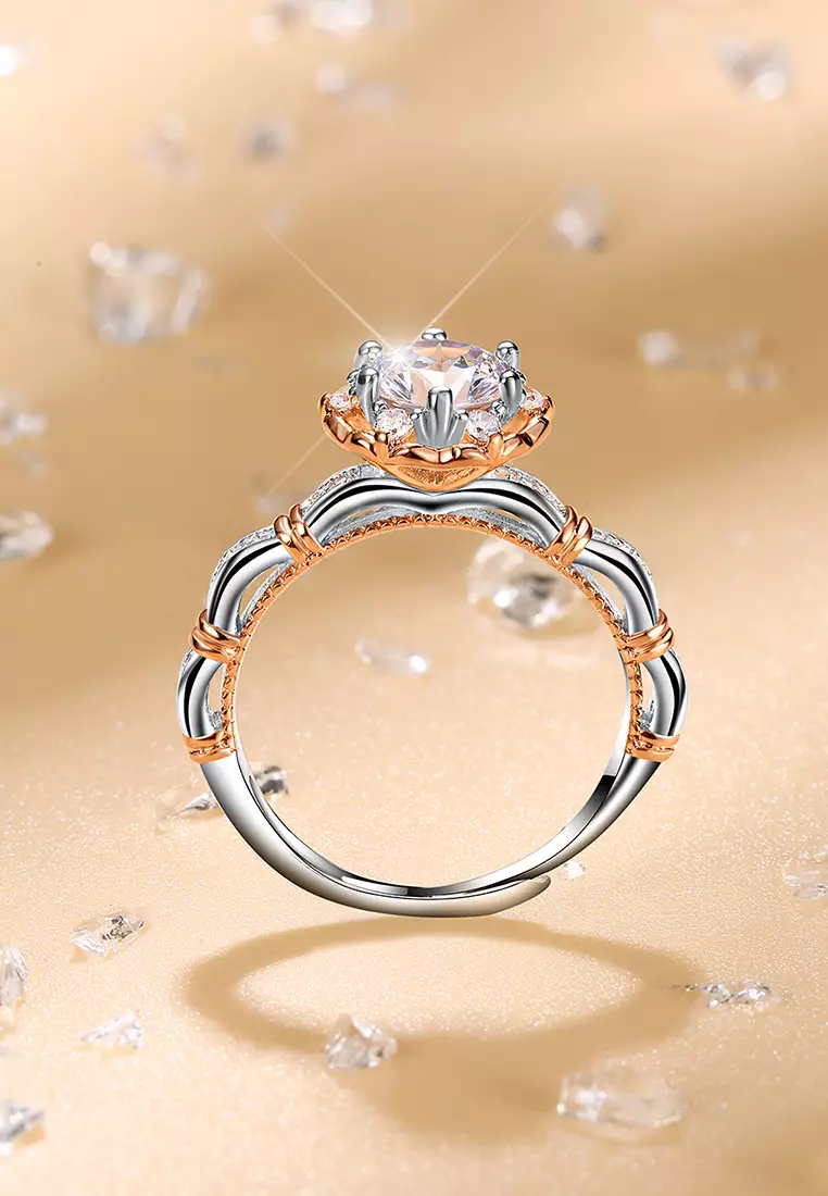 Cincin Wanita Korea Fashion Perhiasan Tunangan Dilapisi Platinum Anti Pudar Cincin Cewek