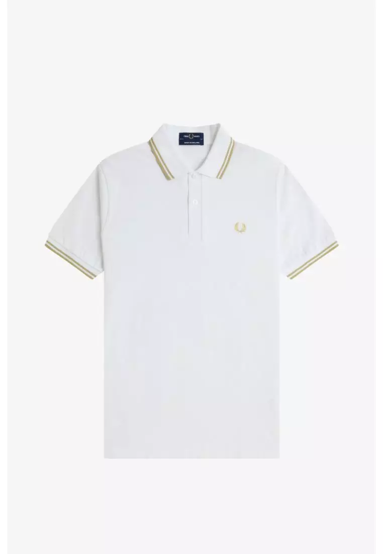Fred Perry M12 Twin Tipped Fred Perry Shirt (White/Champagne)
