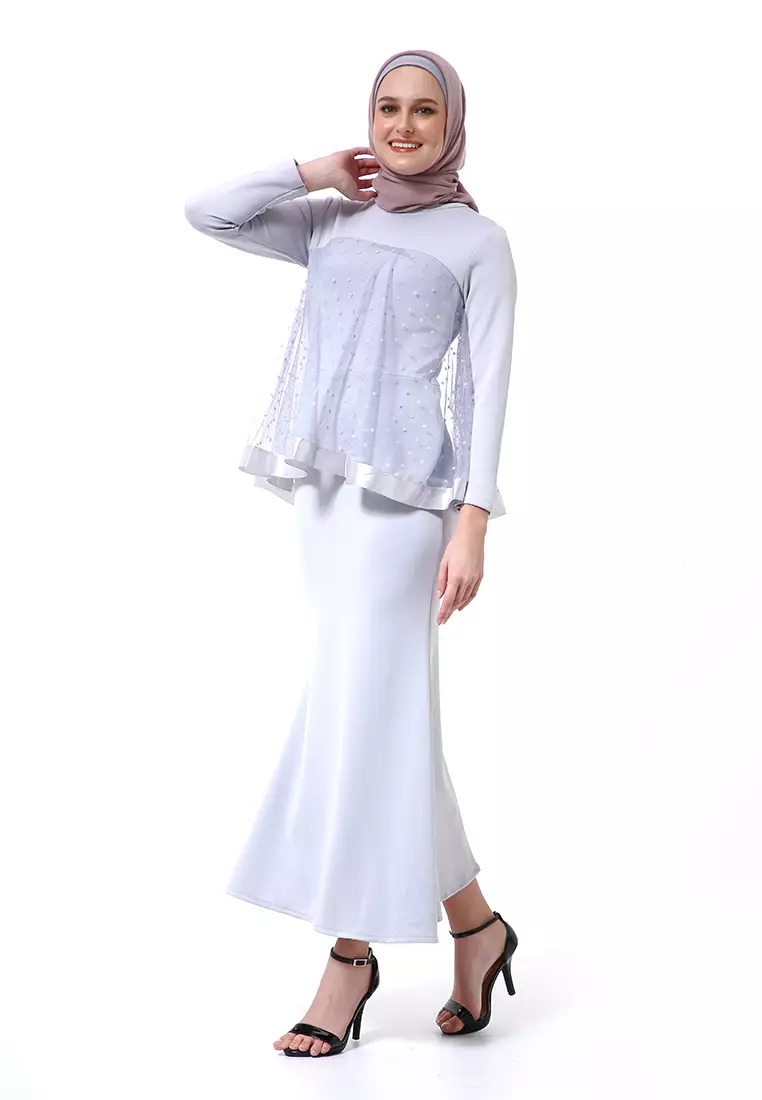 Gaun Model Duyung Fashion Muslimah Atasan Wanita Long Stlye Premium High Quality - Abu