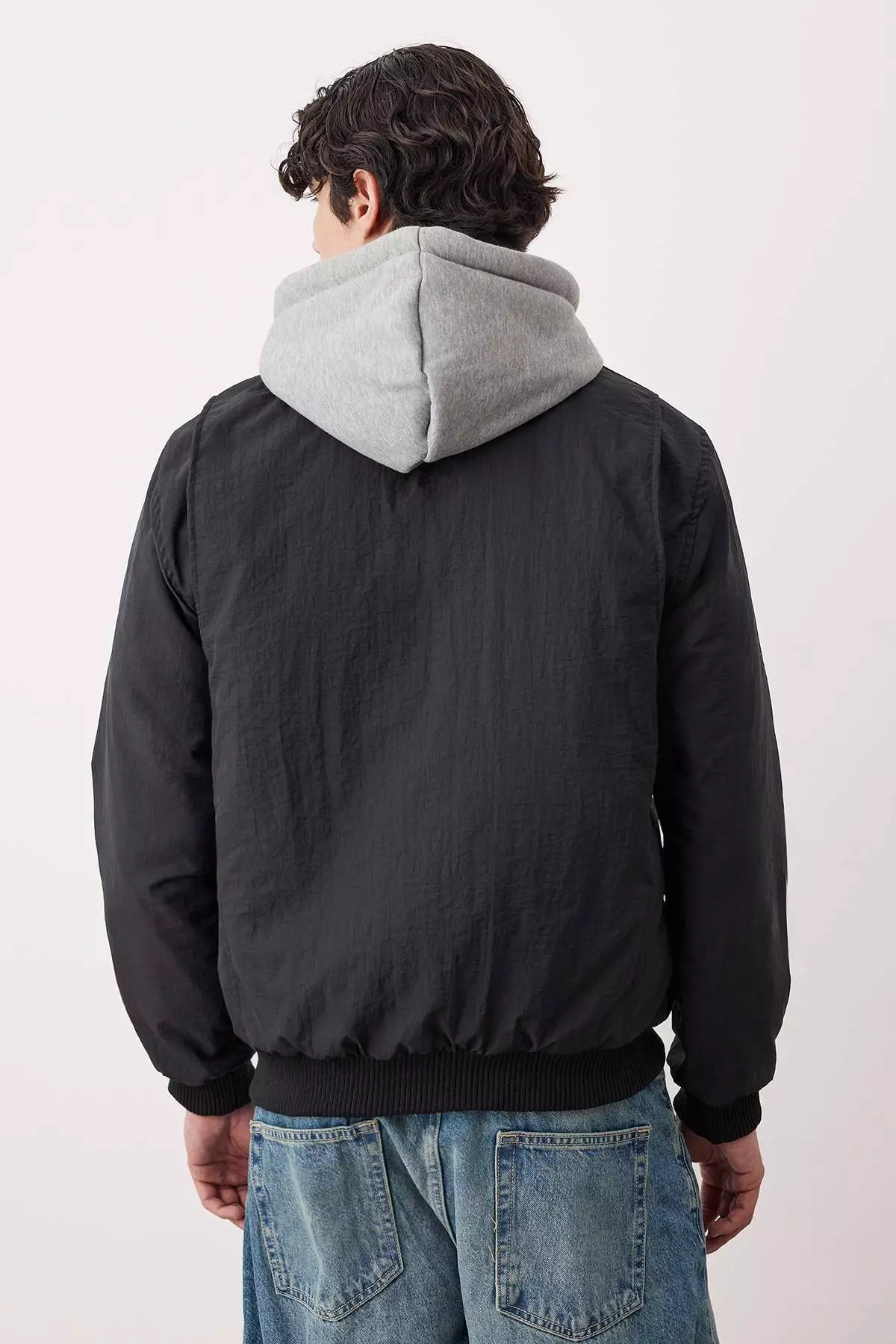 Black Regular Fit Knitted Hooded Unisex Winter Coat