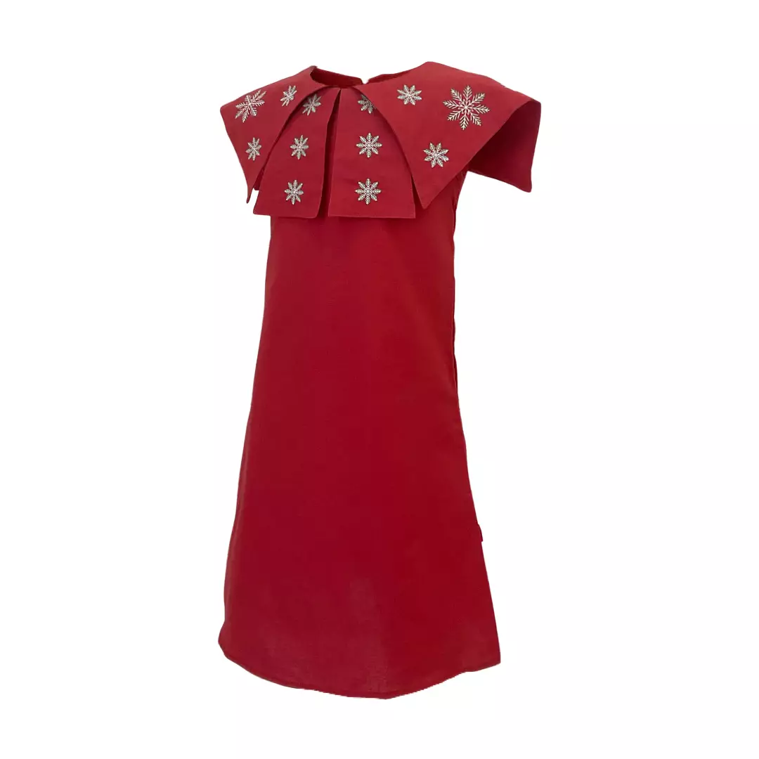 Pingu Long Dress Anak Perempuan Bordir Flower Merah 91001133G