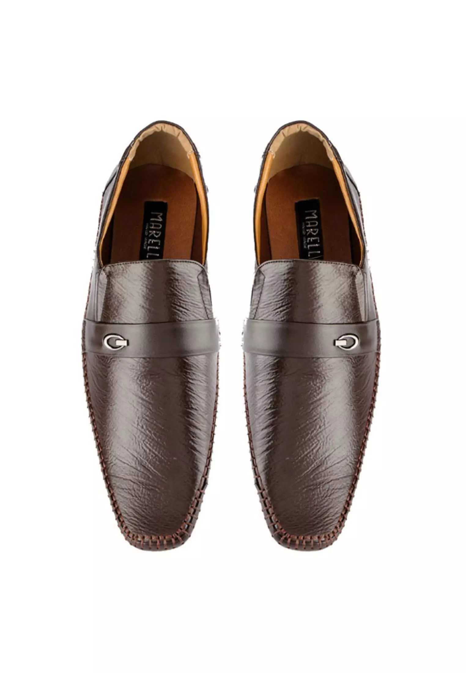 Dillon Sepatu Formal Pantofel Pria Slip On Kulit Asli - Brown