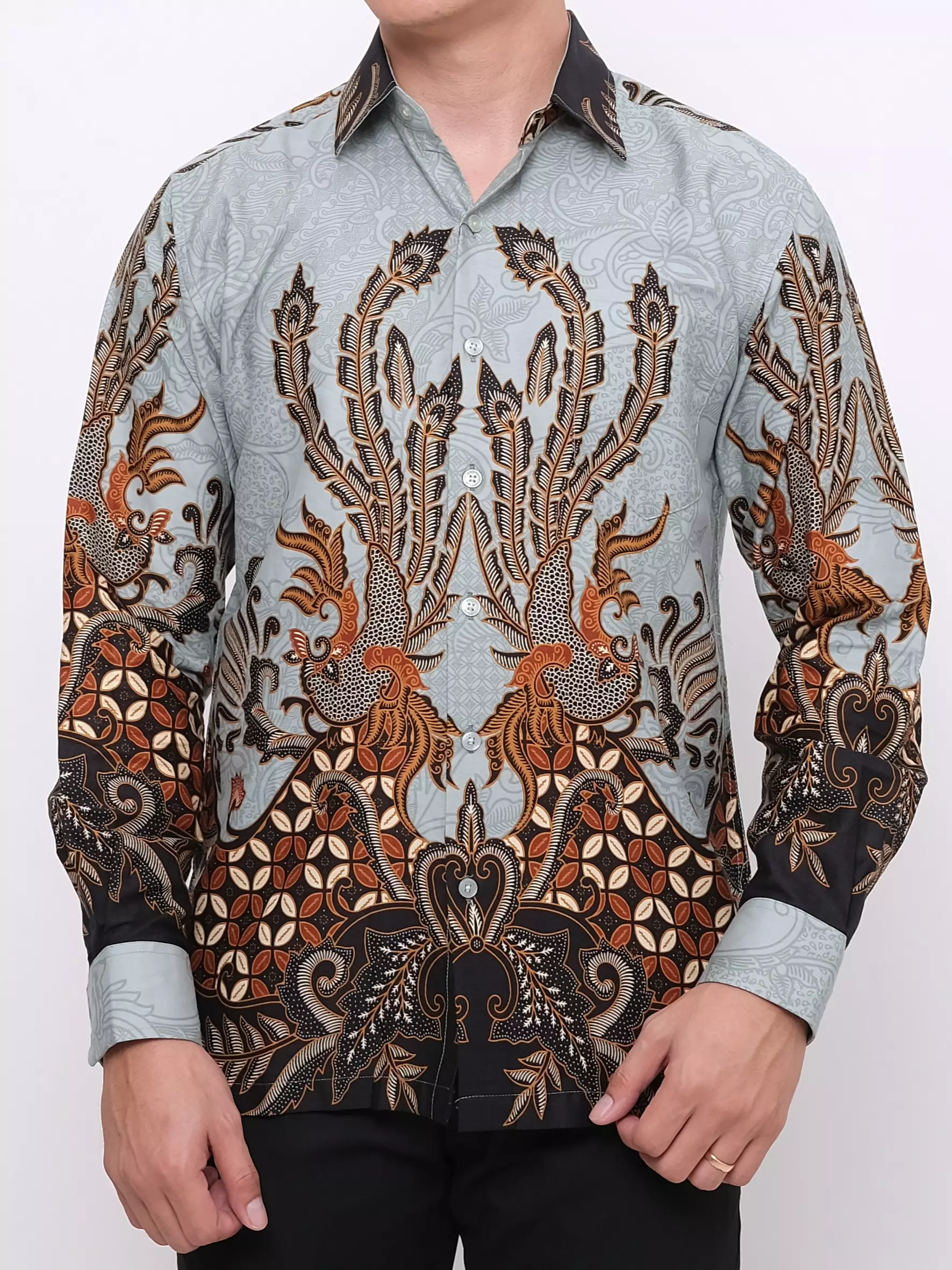 Andre Michel Kemeja Batik Lengan Panjang Hijau Muda 16734