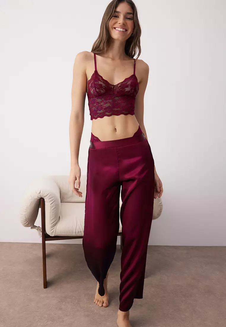 Crop Top And Pants Pajama Set Mapale Womens Holiday Piece Crop Top And Pajama Pant Set