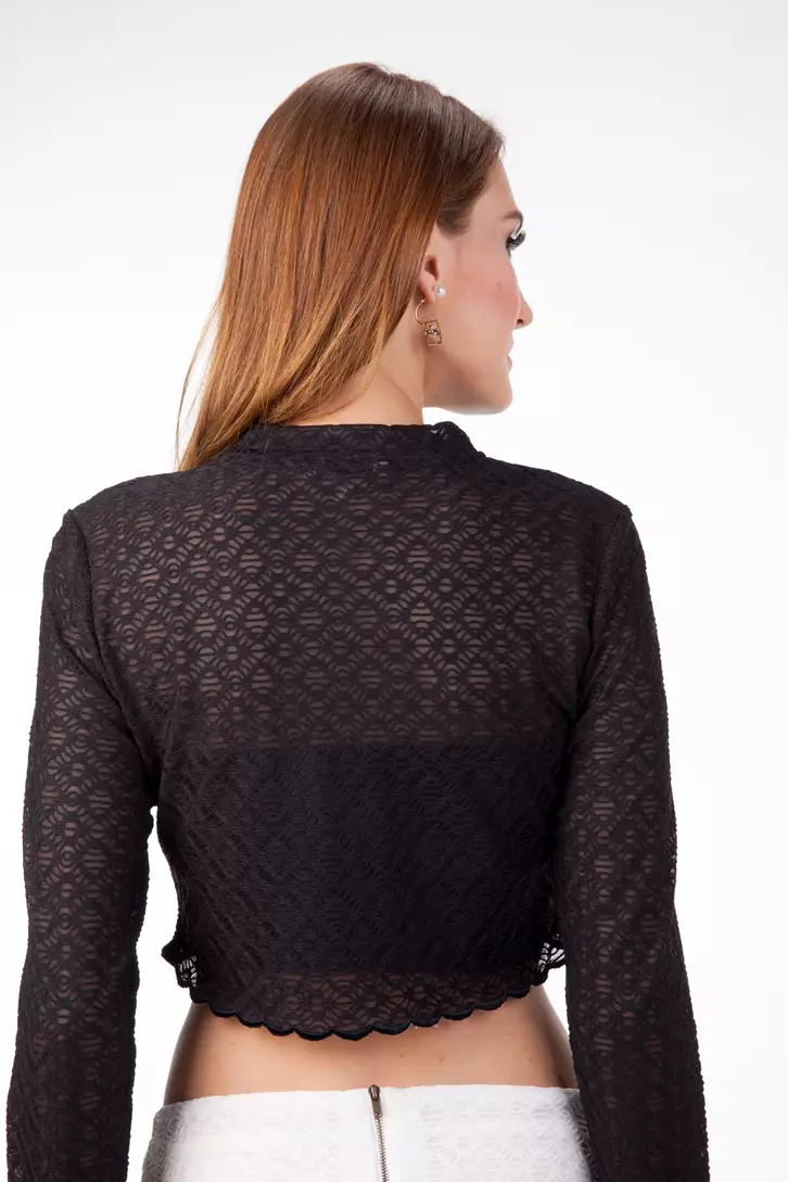 Sophistix Sienna Lace Cropped Top in Black